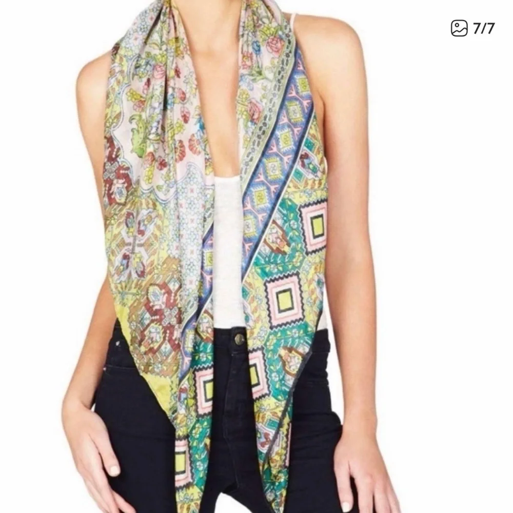 Johnny Was Silk Scarf! 12 Tassels!